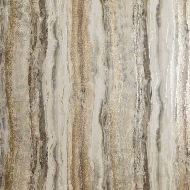 I Love Wallpaper Oslo Abstract Wallpaper in Cream, Mocha and Gold Metallic - Brown