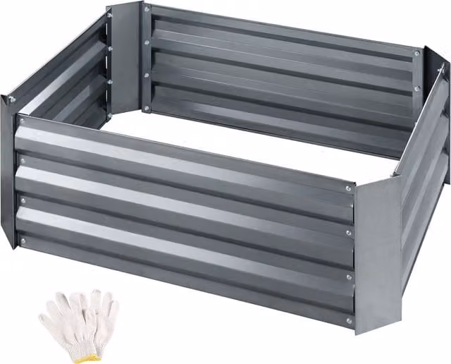 Tectake Valeriana Raised Bed in Grey Galvanised Steel