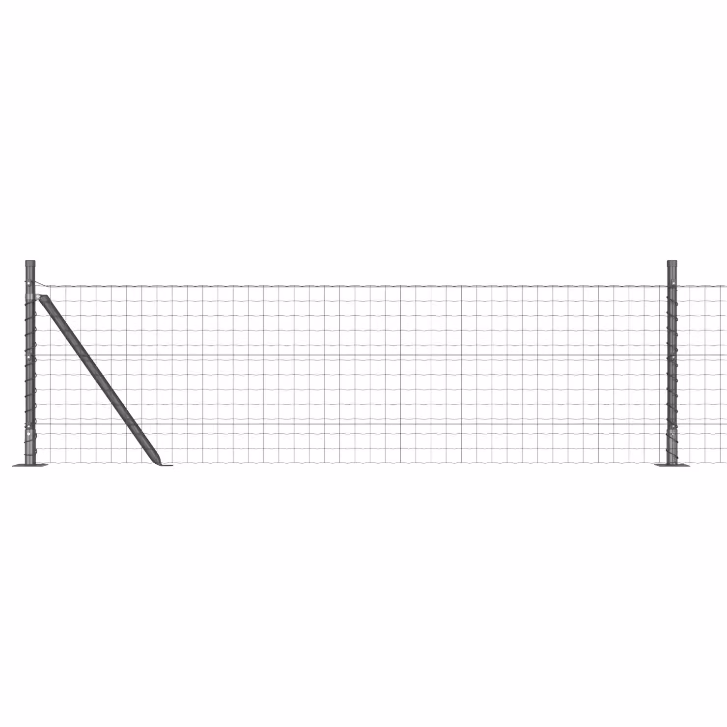 Berkfield Home Euro Fence Grey Galvanised Steel with 13 Flanged Posts, 0.6 x 50 m – 2