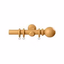 New Edge Blinds Brown Wooden Pole Ball Finial Curtain Hanging Pole Set