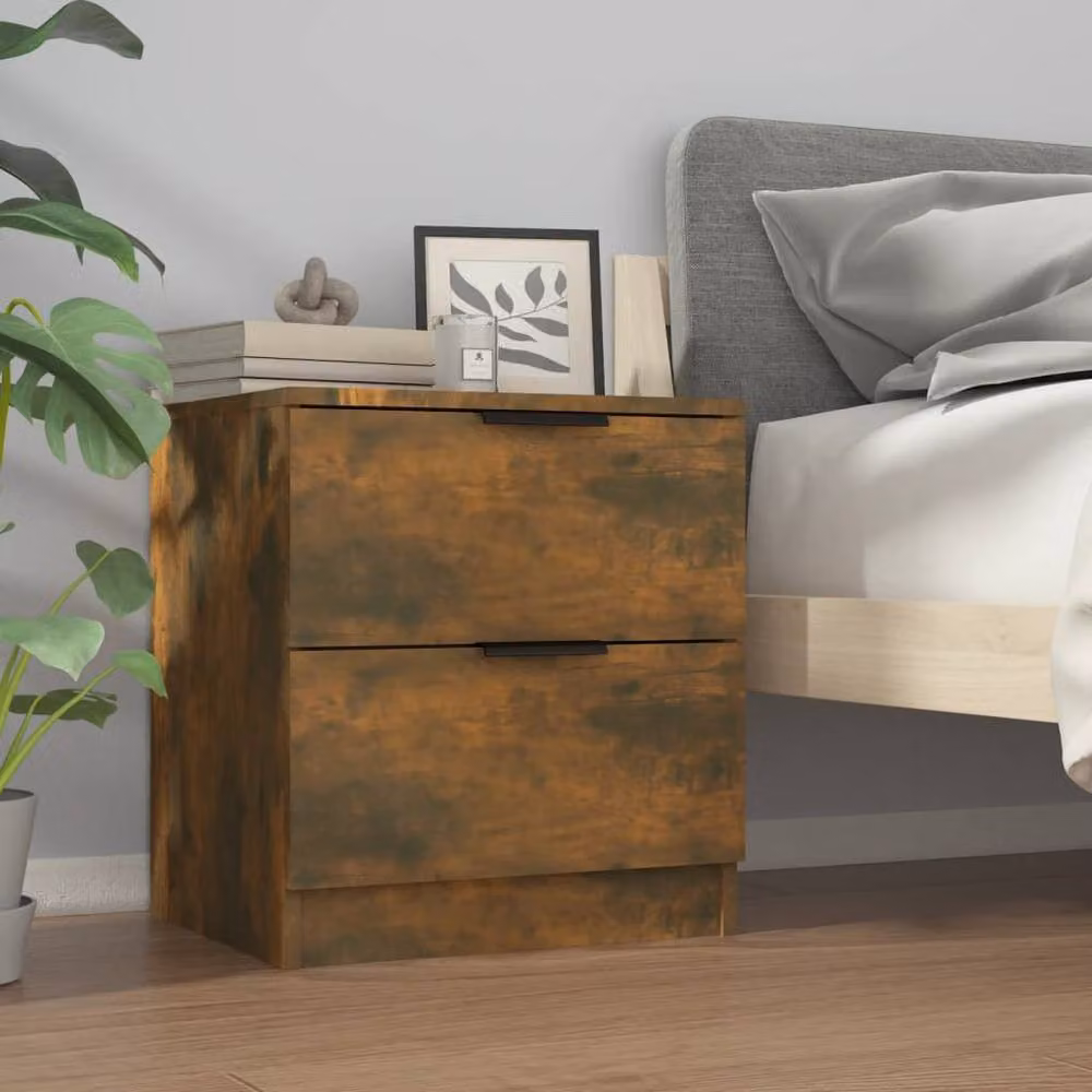 Berkfield Home Set of 2 Smoked Oak Bedside Cabinets in Brown – 4
