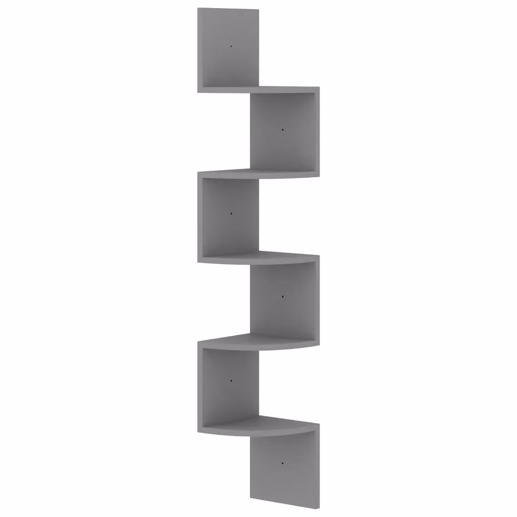 Berkfield Home Grey Wall Mounted Corner Shelf in MDF, H x W x D: 123 x 19 x 19 cm – 2