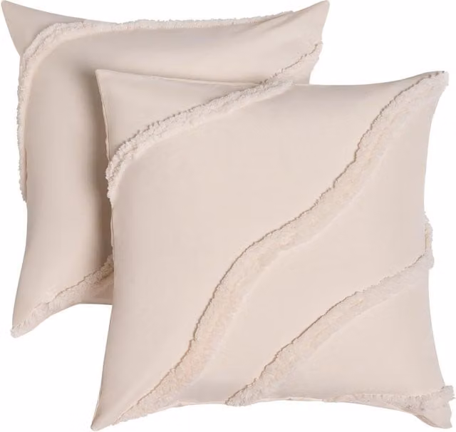 OHS Tufted Contour Square Cushion Covers in Ivory, Pack of 4