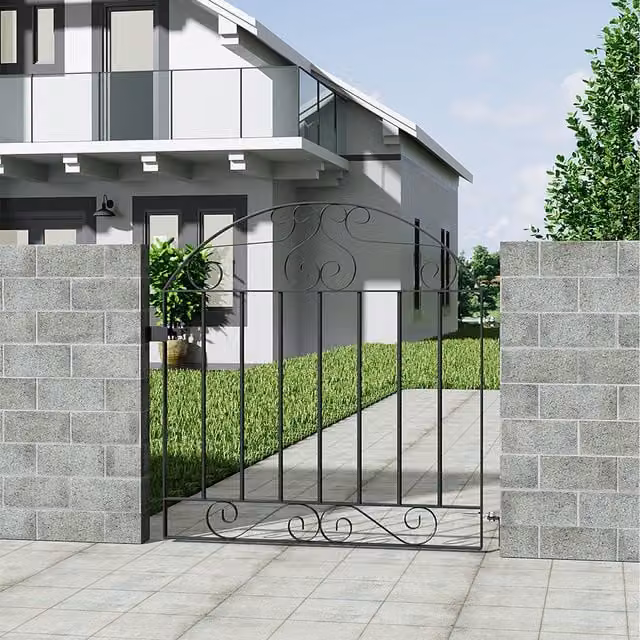 Garden Sanctuary Black Metal Swing Garden Gate
