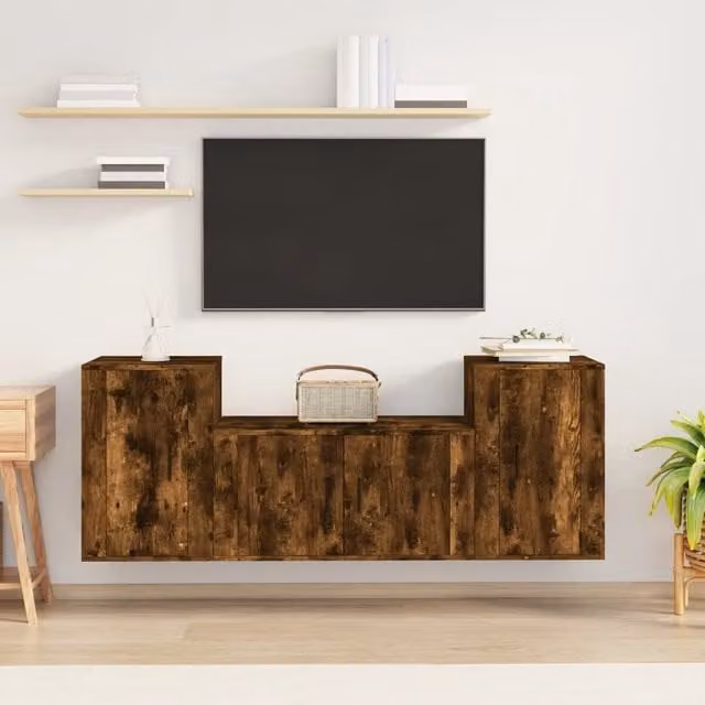 Berkfield Home 3 Piece Smoked Oak TV Cabinet Set in Brown