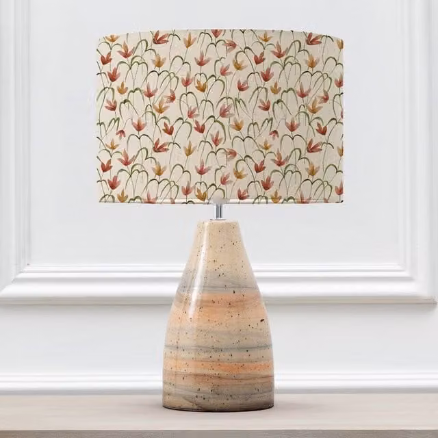 Voyage Maison Japura Ceramic Table Lamp with Multicolour Fresia Eva Fabric Lampshade in White