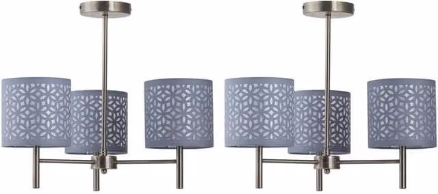 First Choice Lighting Brea Set of 2 Antique Brass Ceiling Light Fittings with Grey Fabric Cylinder Shades – 1