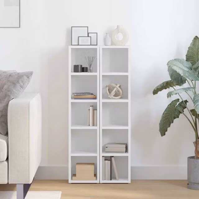 Berkfield Home Modern Wall Mounted CD Cabinets, 2 Piece, White, W/D/H: 21 x 16 x 93.5 cm