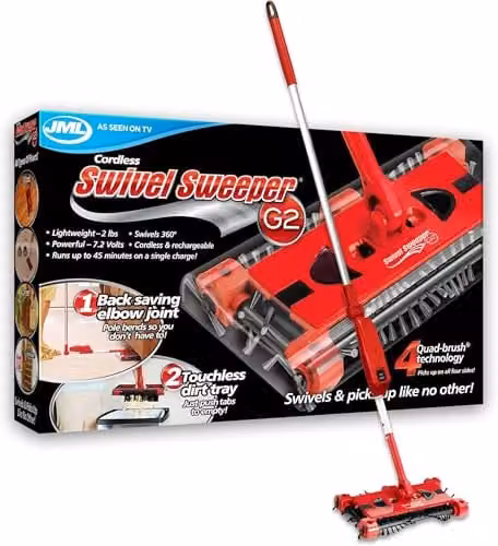 JML Swivel Sweeper Cordless Bagless Vacuum Cleaner in Red or White