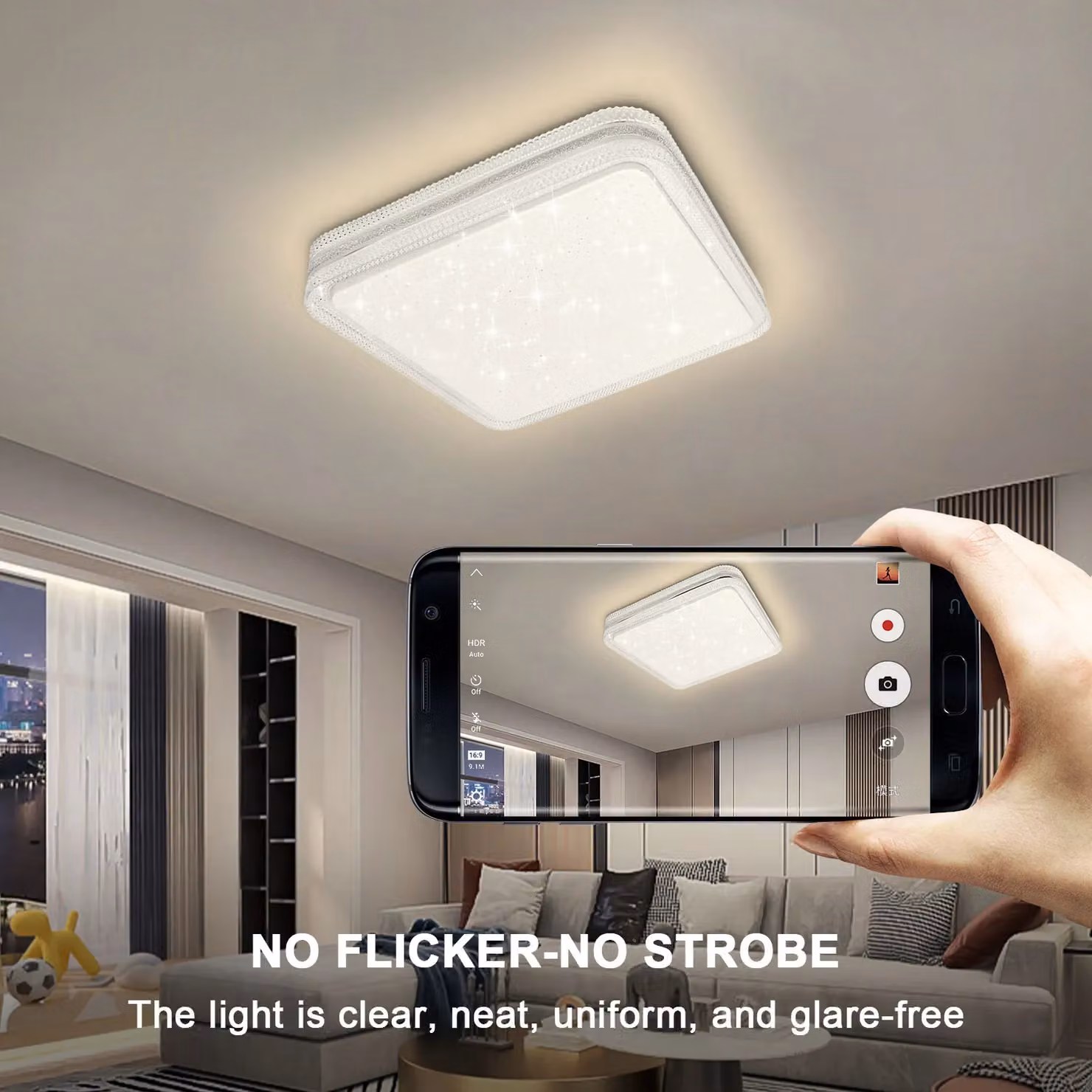 ExtraStar 18W LED Square Ceiling Light, 1900 Lumen, 3000K Warm White, White – 3