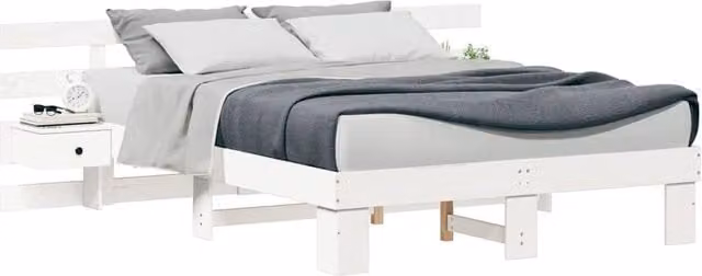 Berkfield Home Modern White Solid Pine Wood Bed 160 x 200 cm