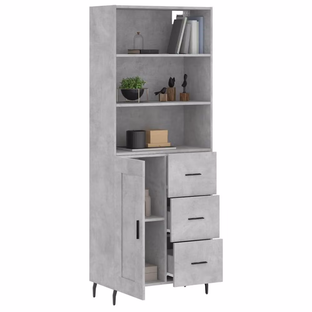 Berkfield Home Highboard in Concrete Grey, W: 69.5 cm, D: 34 cm, H: 180 cm – 2