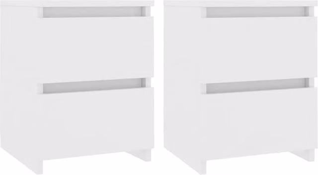 Berkfield Home Set of 2 White Bedside Cabinets in Engineered Wood W/D/H: 30 x 30 x 40 cm