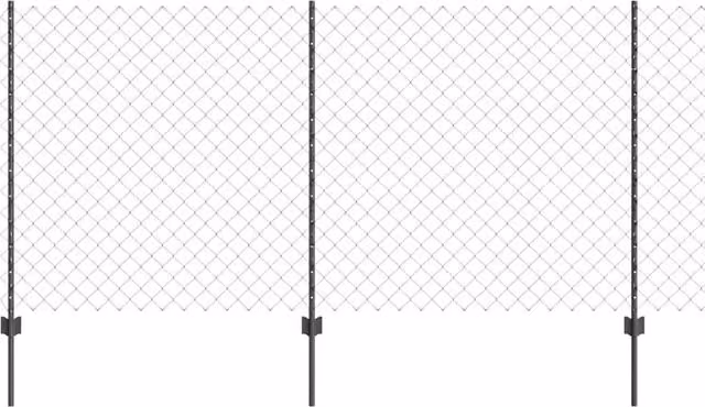 Berkfield Home Grey Galvanised Steel Chain Link Fence with 20 U-Profile In-Ground Posts, W: 10 m, H: 1.2 m