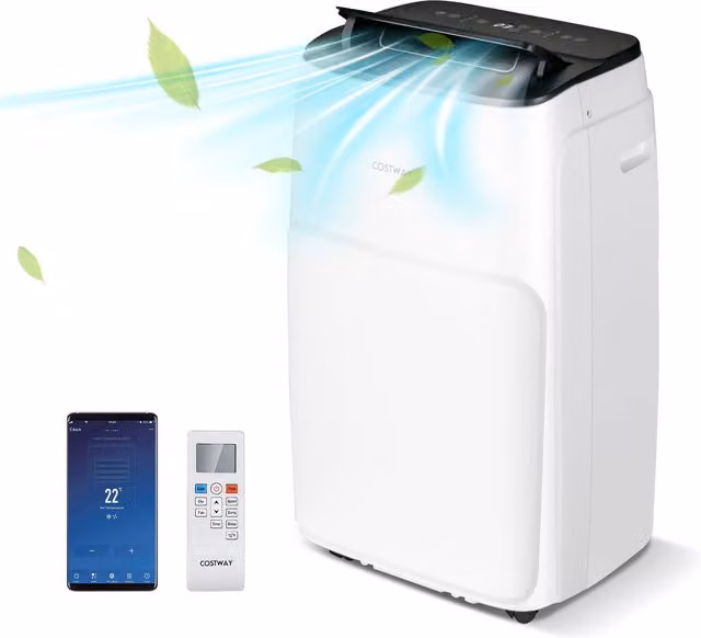 Costway 12000 BTU Portable Monobloc Air Conditioner with App Control and Remote Control, White