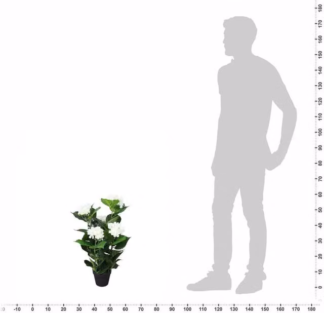Berkfield Home Realistic Artificial White Hydrangea Plant in Pot, Height: 60 cm
