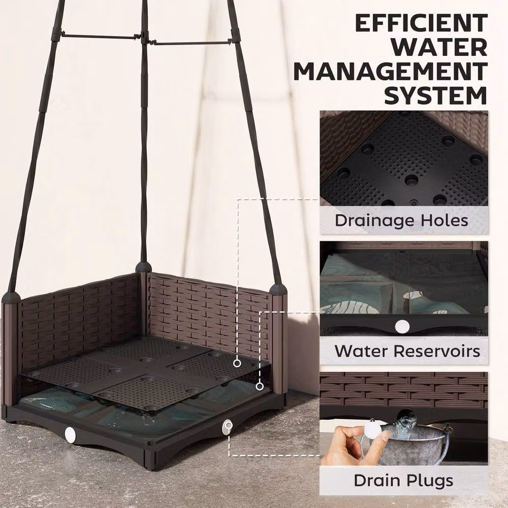 Outsunny Black Raised Garden Bed Planter with Trellis and Self-Watering System, W/D/H: 40 x 40 x 175 cm – 5