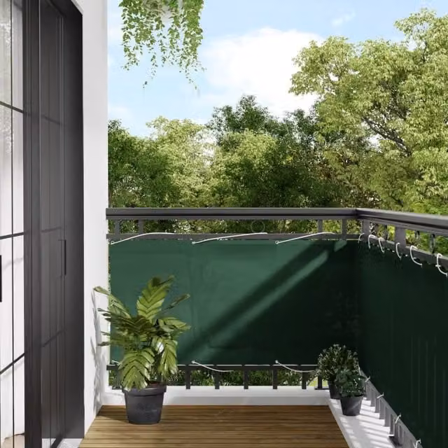 Berkfield Home Balcony Screen in Dark Green, 100% Polyester Oxford, W: 75 cm, L: 700 cm – 1