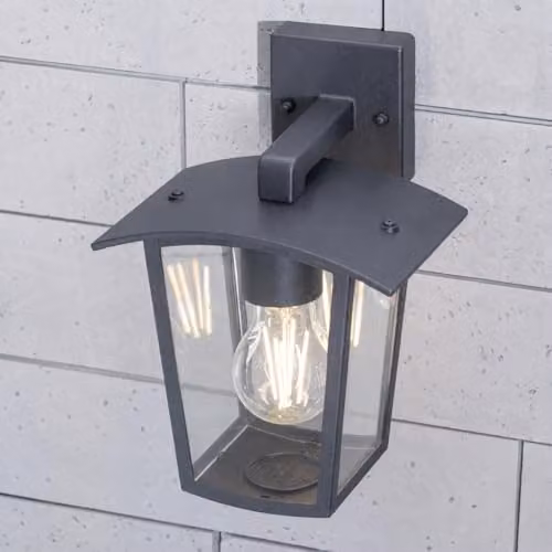 CGC Lighting Ally Black E27 Outdoor Wall Lantern with Transparent Diffuser IP54