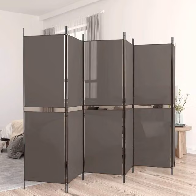 Berkfield Home 6-Panel Fabric Room Divider in Anthracite and Black, W: 300 cm, H: 180 cm – 1