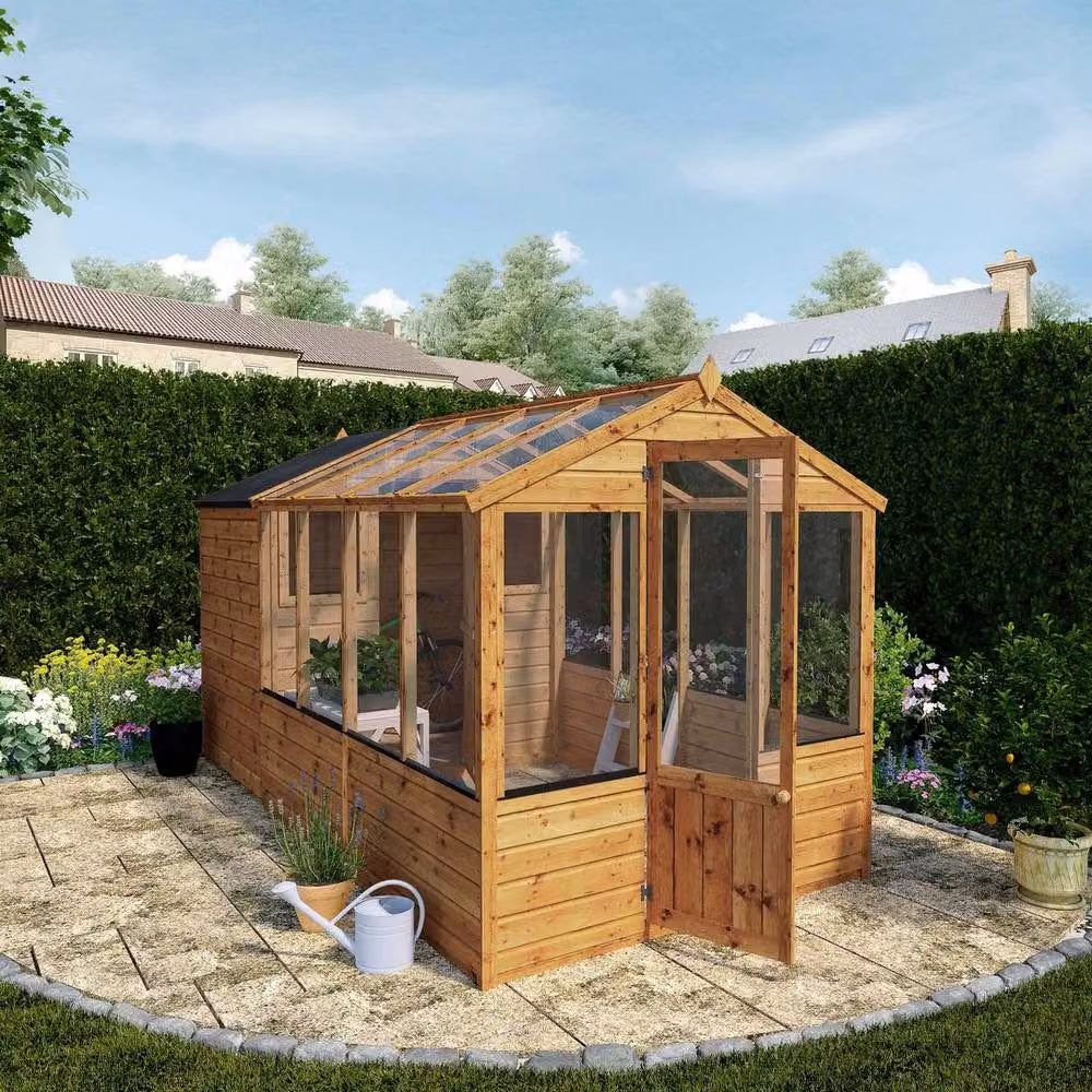 Mercia Traditional Apex Greenhouse and Shed Combo in Brown, W: 204.1 cm, H: 205.9 cm – 4