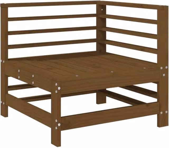 Berkfield Home Beautiful Garden Corner Sofa Set in Honey Brown Solid Pine Wood – 1