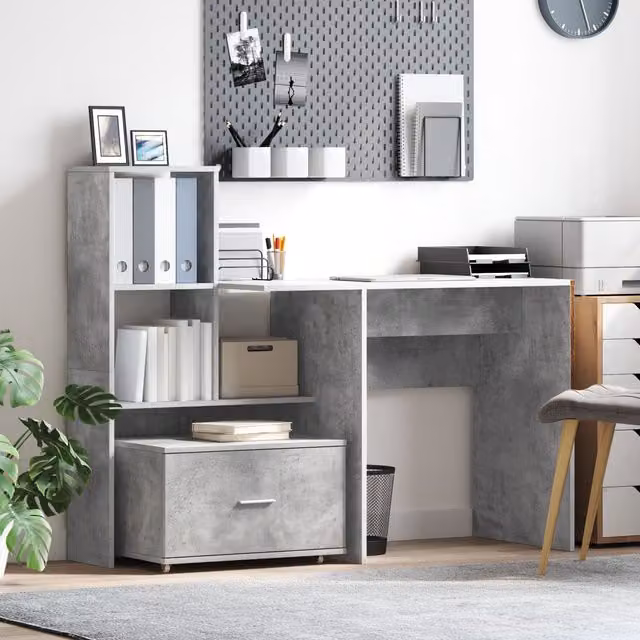Berkfield Home Industrial Medium Drawer Cabinet in Concrete Grey – 1