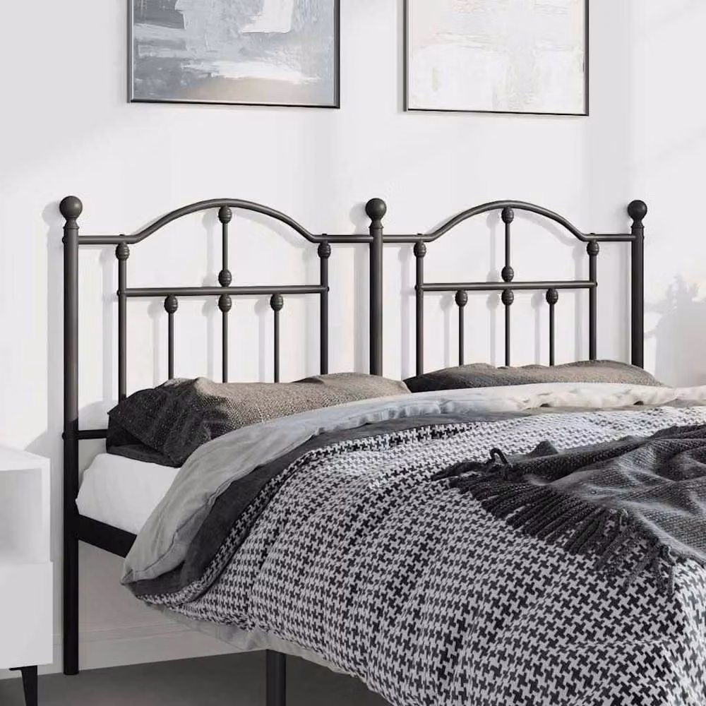 Berkfield Home Classic Metal Headboard in Black, Width: 135 cm – 2