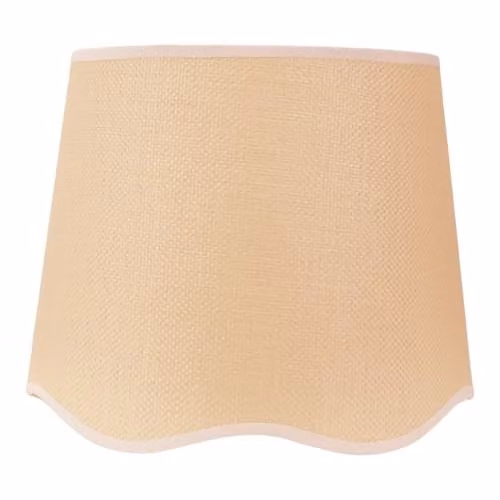 ValueLights Dutton Large Fabric Scallop Edge Lamp Shade in Sand and White with LED Bulb, Width: 35 cm – 1