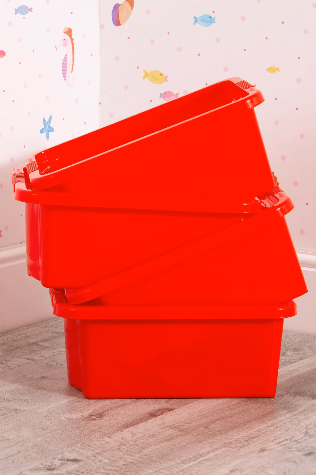 Wham Stack & Store 4 x 16L Plastic Storage Boxes in Red – 2