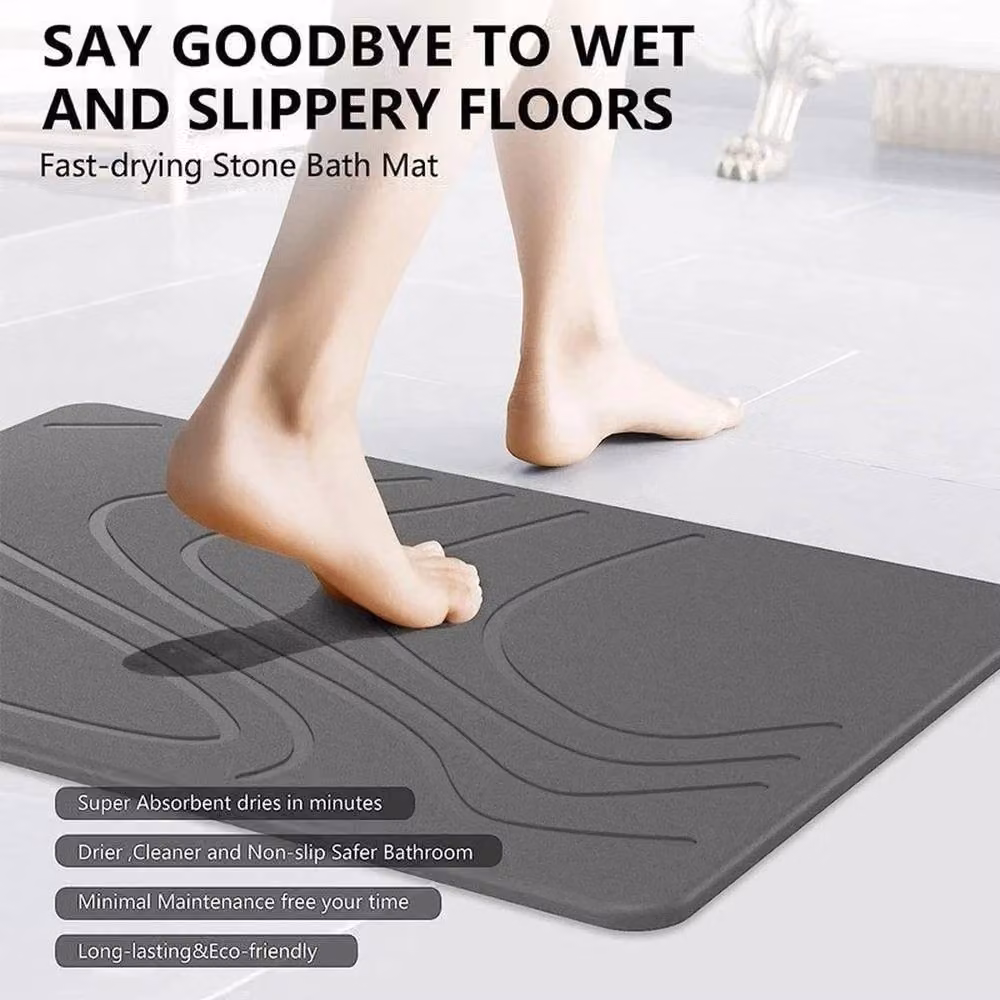EONLION Grey Quick-Drying Antibacterial Non-Slip Bath Mat – 4