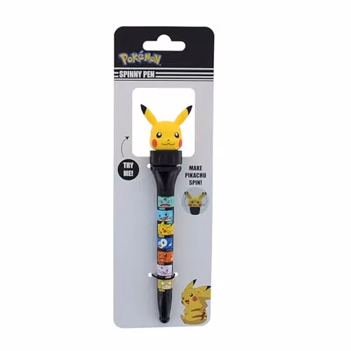 Blueprint Collections Pokemon Spinny Pen with Pikachu Topper in Black and Multicolour – 1