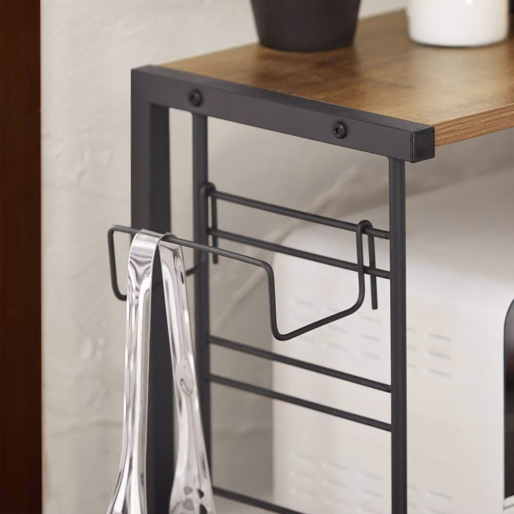 SoBuy Industrial Kitchen Appliance Storage Rack with Adjustable Shelves in Brown and Black – 10