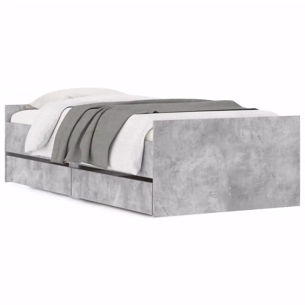 Berkfield Home Small Single Bed Frame in Concrete Grey, W: 75 cm, L: 190 cm – 2