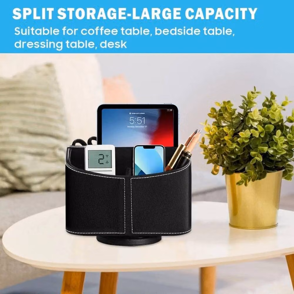 EONLION Rotating TV Remote Control Holder and Table Storage Box in Black – 4