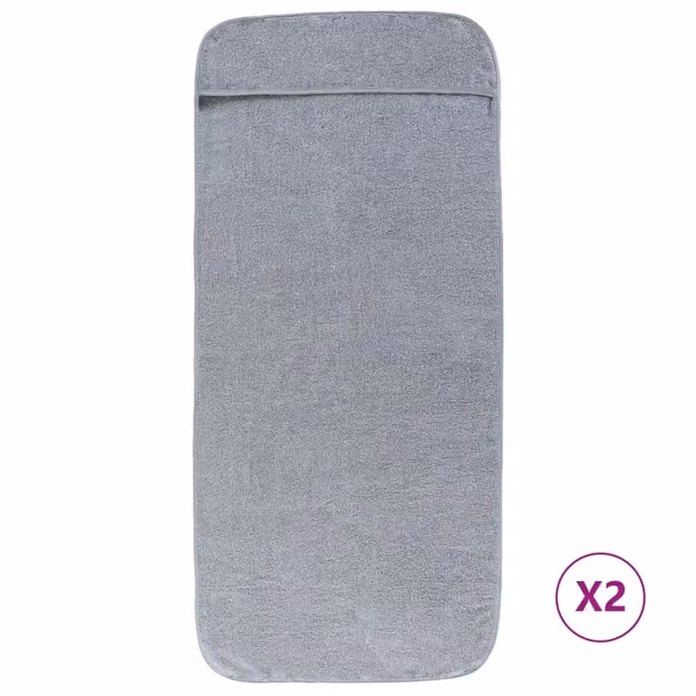 Berkfield Home Grey Quick-Drying Fluffy Beach Towels, 2 Pack, W: 75 cm, L: 200 cm