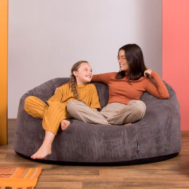 ICON Soul Giant Corduroy 2-Seater Bean Bag Chair in Grey – 1