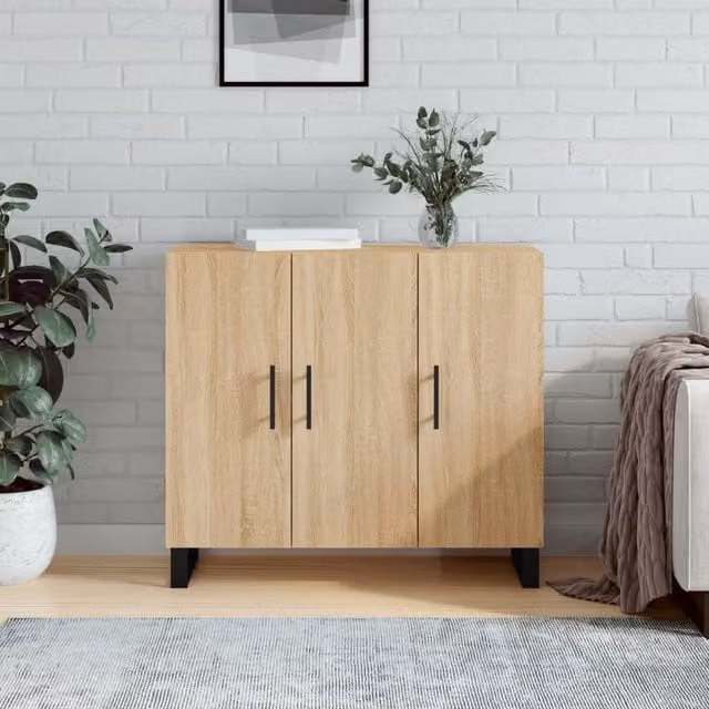 Berkfield Home Sonoma Oak Sideboard in Brown, W/D/H: 90 x 34 x 80 cm – 1