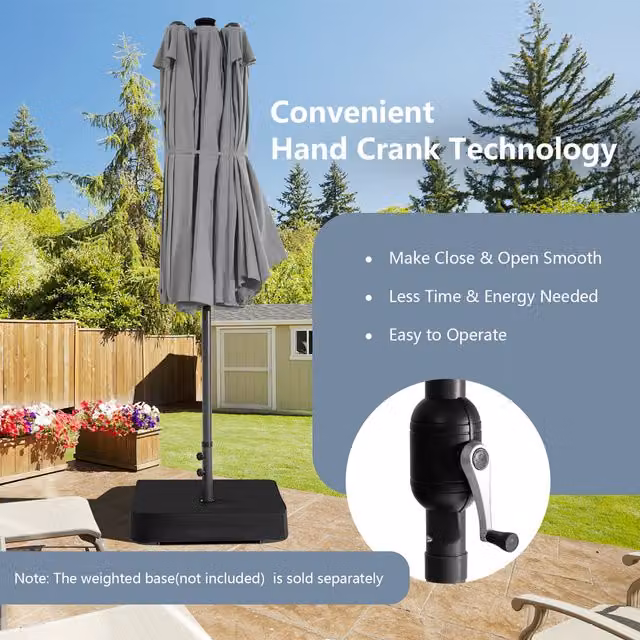 COSTWAY Outdoor Twin Market Sunshade Shelter Canopy in Grey