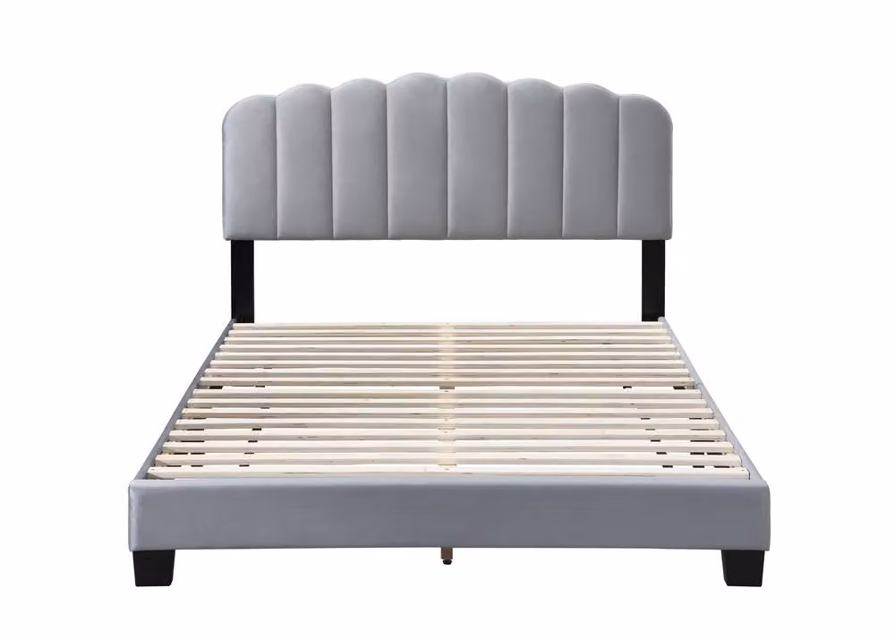 Bed Factory Direct Lunar Grey Velvet Upholstered King Size Bed Frame W/D/H: 180 x 200 cm – 3
