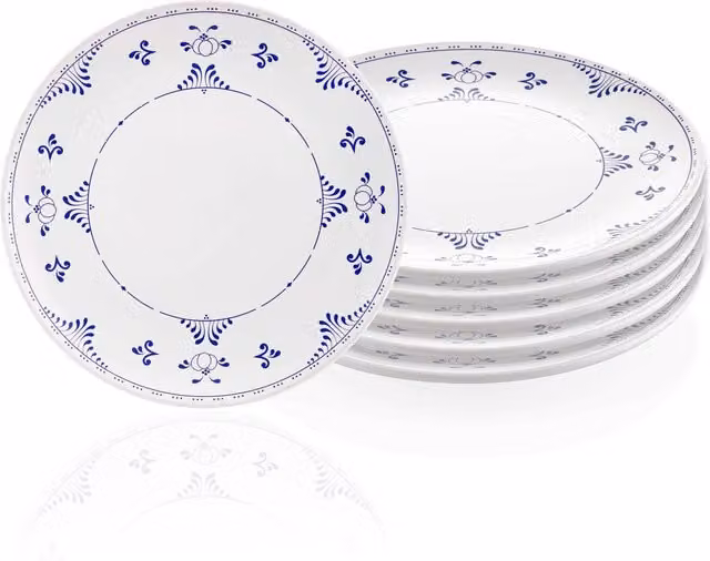 The Mia Marvy Series Floral Stoneware Side Plates, Set of 6, Blue and White