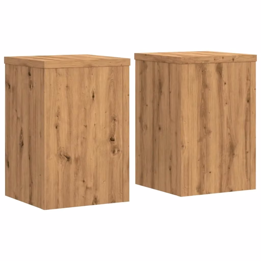 Berkfield Home Set of 2 Artisan Oak Plant Stands in Brown, W/D/H: 20 x 20 x 30 cm – 2