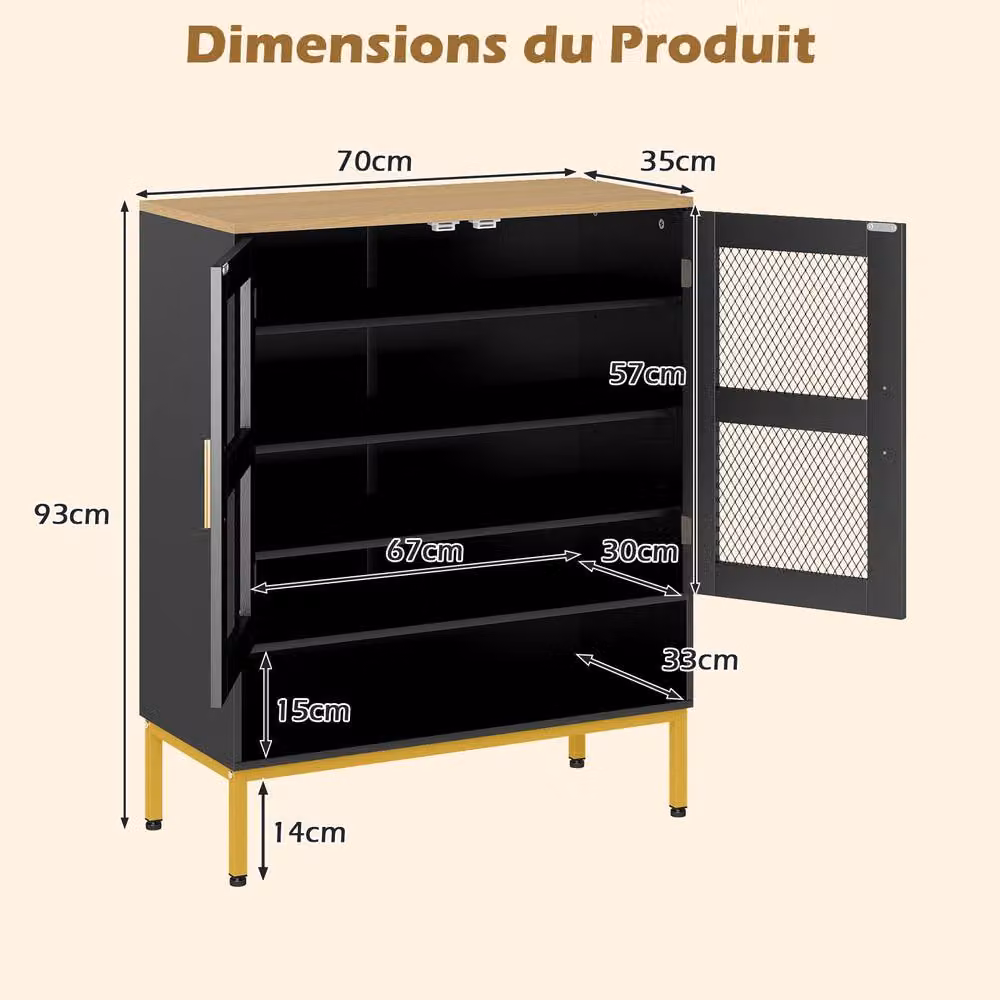 Costway Modern 5-Tier Wooden Shoe Cabinet with Glass Doors in Black – 2