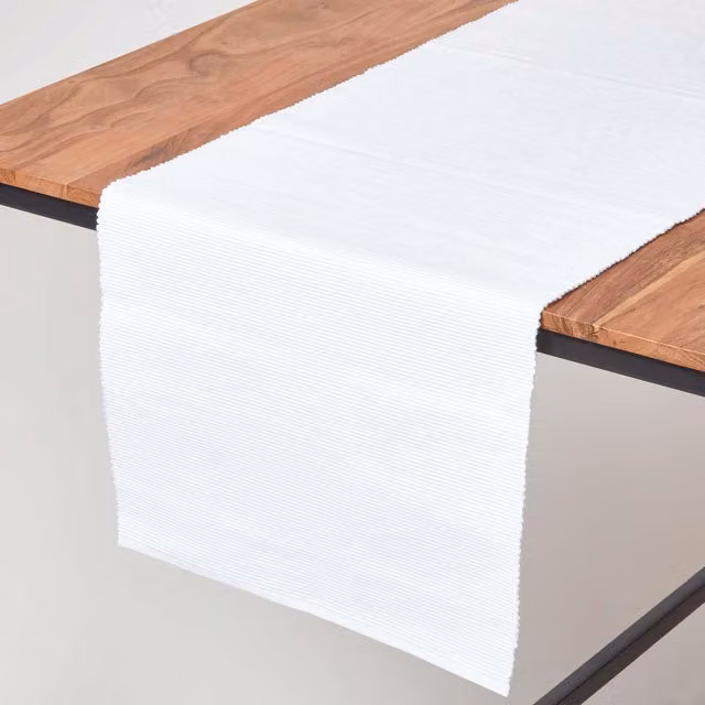 Homescapes Plain White Cotton Table Runner