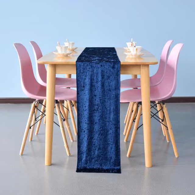 Trimming Shop Navy Blue Diamond Velvet Rectangular Table Runner
