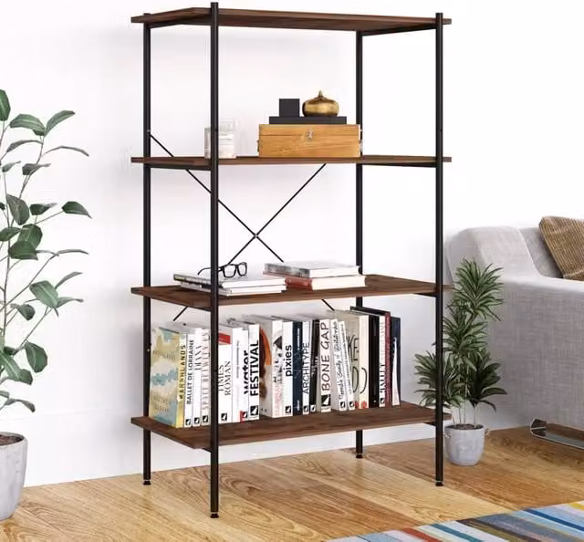 Berkfield Home 4-Tier Industrial Shelving Unit in Black and Brown, W/D/H: 80 x 40 x 130 cm – 1