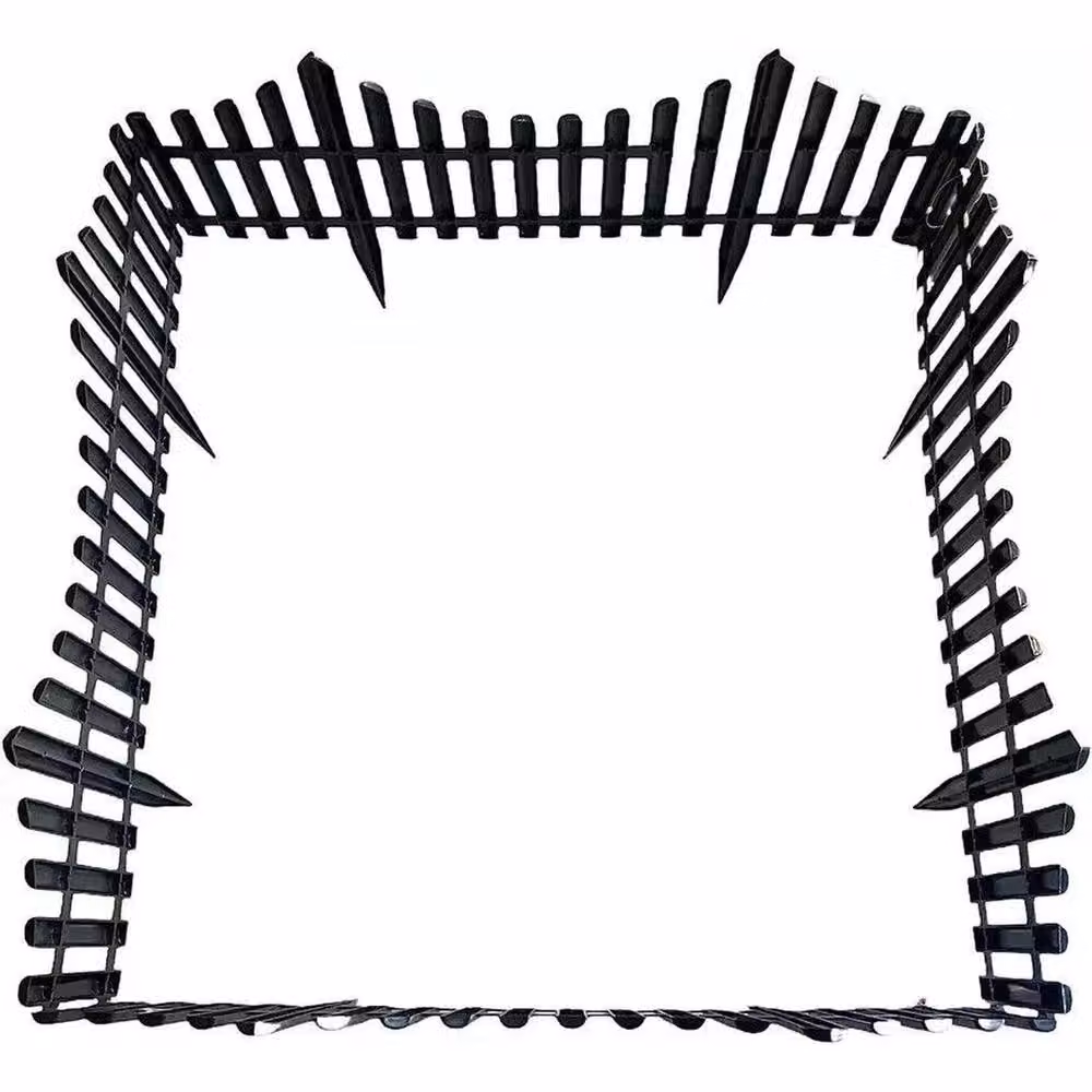 SPETLEK 10 Pack Wood Effect Lawn Border Edge Fence in Black, W: 100 cm, H: 15 cm – 5