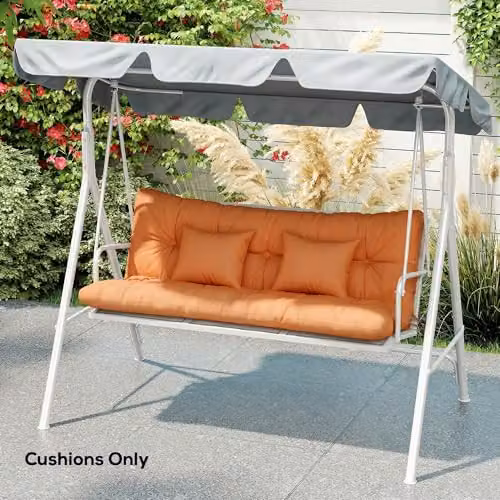 Outsunny Orange Water Repellent Quilted Outdoor Seat and Back Cushions with Foam Filling – 5