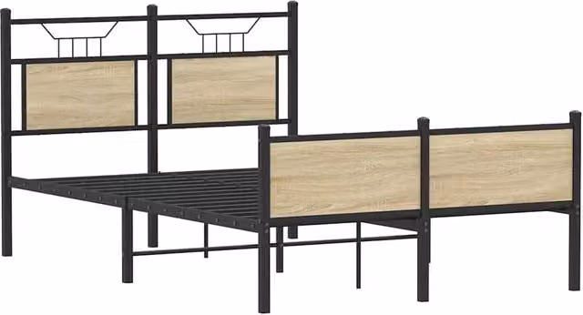 Berkfield Home Durable Small Double Bed Frame in Sonoma Oak Brown, W/D/H: 120 x 200 cm – 1