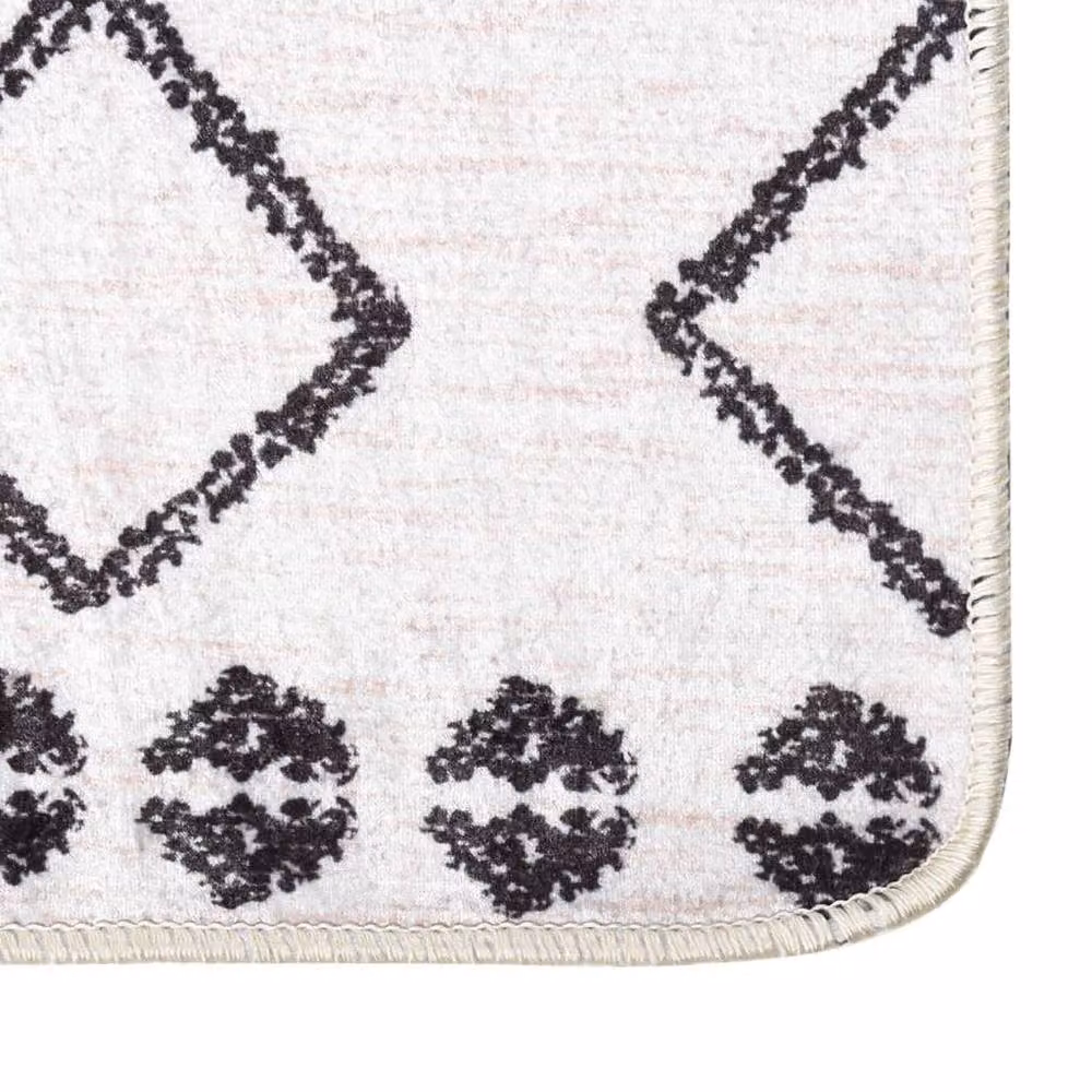 Berkfield Home Washable Boho Anti Slip Rug in Black and White, W: 80 cm, L: 300 cm